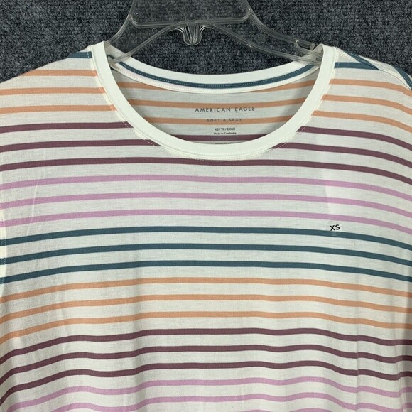 American Eagle Soft & Sexy Tee Top Women XS Striped NWT Hi-low - Picture 2 of 10
